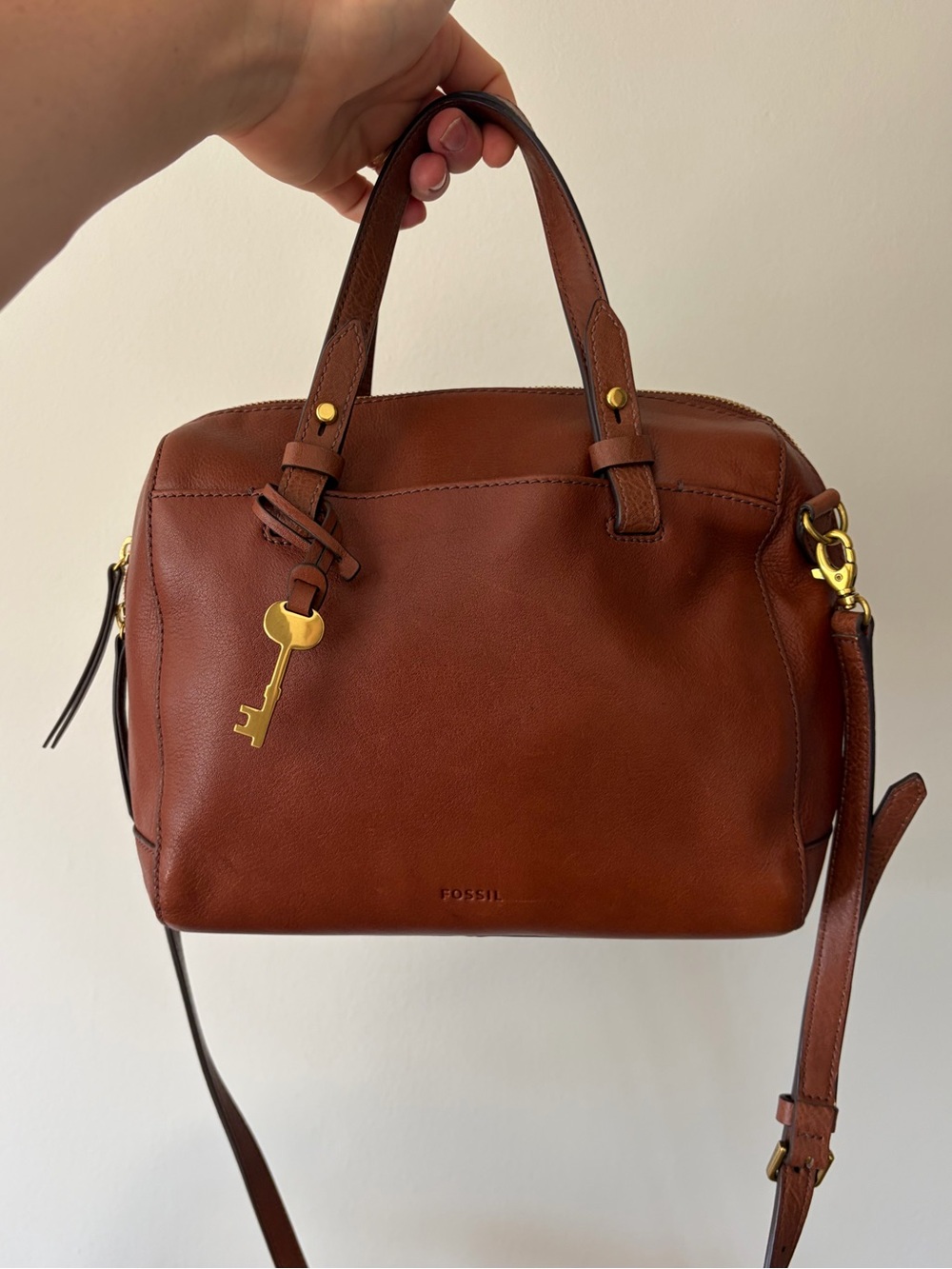 Fossil Cognac Leather “Rachel” Satchel Purse